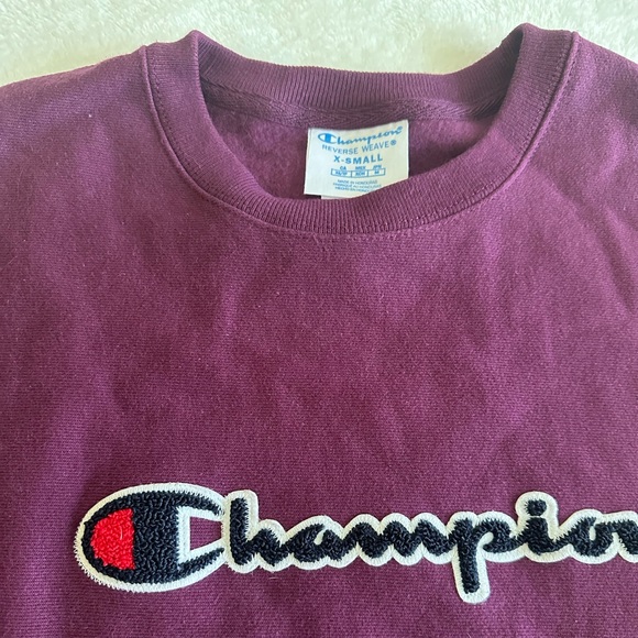 Champion Sweatshirt with Embroidered logo | Berry / Maroon color XS - Picture 4 of 4